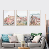 Thumbnail for Wall Art 80cmx120cm Italy Cinque Terre 3 Sets Wood Frame Canvas