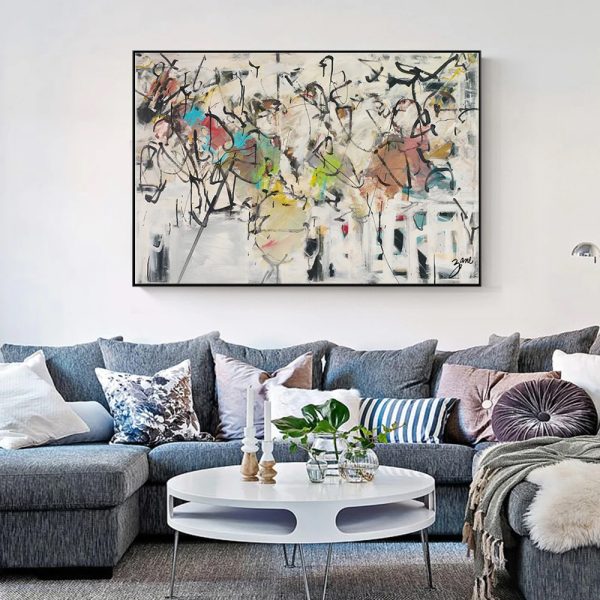 Wall Art 100cmx150cm Abstract White Dream Black Frame Canvas
