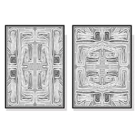 Thumbnail for Wall Art 80cmx120cm Black White Pattern 2 Sets Black Frame Canvas