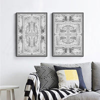 Thumbnail for Wall Art 80cmx120cm Black White Pattern 2 Sets Black Frame Canvas