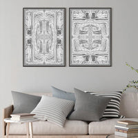 Thumbnail for Wall Art 60cmx90cm Black White Pattern 2 Sets Black Frame Canvas