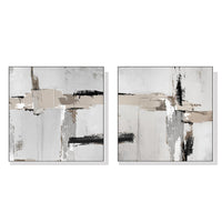 Thumbnail for Wall Art 70cmx70cm Neutral Abstract 2 Sets White Frame Canvas