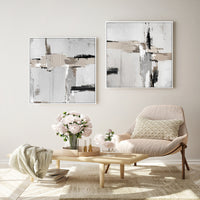 Thumbnail for Wall Art 70cmx70cm Neutral Abstract 2 Sets White Frame Canvas