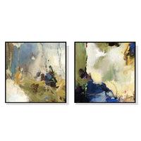 Thumbnail for Wall Art 50cmx50cm Abstract Blue 2 Sets Black Frame Canvas