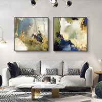 Thumbnail for Wall Art 50cmx50cm Abstract Blue 2 Sets Black Frame Canvas