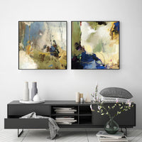 Thumbnail for Wall Art 50cmx50cm Abstract Blue 2 Sets Black Frame Canvas