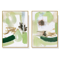 Thumbnail for Wall Art 50cmx70cm Abstract Green Mint 2 Sets Gold Frame Canvas