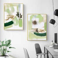 Thumbnail for Wall Art 50cmx70cm Abstract Green Mint 2 Sets Gold Frame Canvas