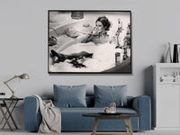 Thumbnail for Wall Art 70cmx100cm Brigitte Bardot In the bath poster, Black Frame Canvas