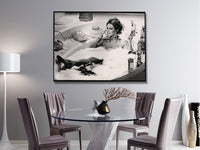 Thumbnail for Wall Art 90cmx135cm Brigitte Bardot In the bath poster, Black Frame Canvas
