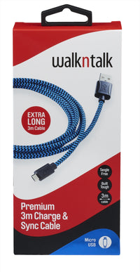 Thumbnail for Walkntalk Charge & Sync 3M Cable - Micro USB - Blue