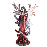 Thumbnail for Large Red Fairy Figurine With Dragon