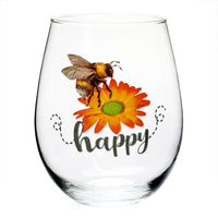 Thumbnail for Bee Happy Stemless Glass