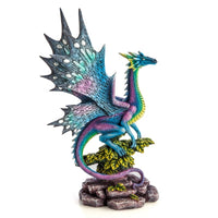 Thumbnail for Metallic Rainbow Dragon on Leafy Stones Figurine