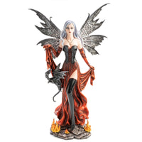 Thumbnail for Fire Fairy with Black Dragon Figurine
