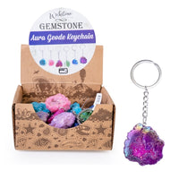 Thumbnail for Gemstone Aura Quartz Geode Keychain (SENT AT RANDOM)