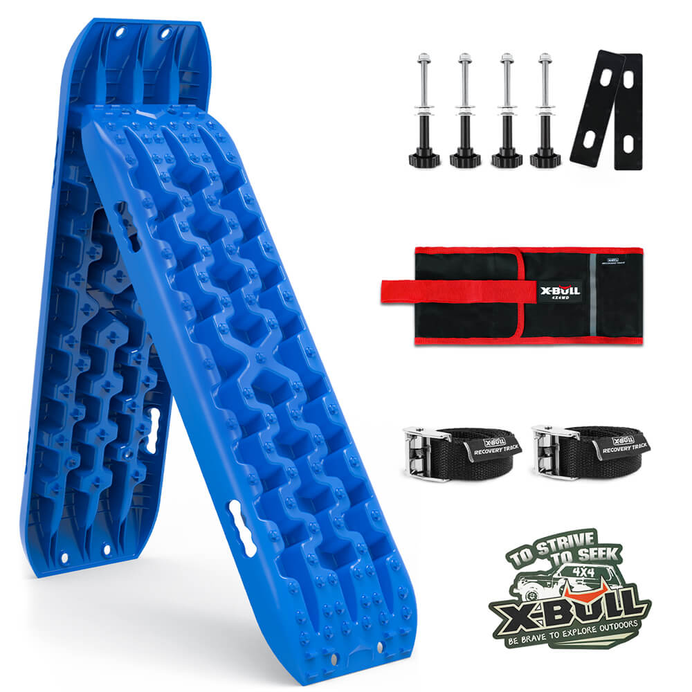 X-BULL 2PCS Recovery Boards Tracks Snow Tracks Mud tracks 4WD With 4PC mounting bolts Blue