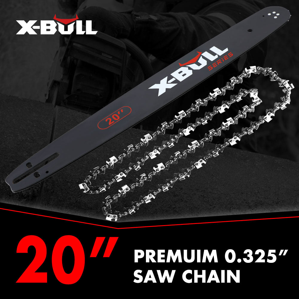 X-BULL 20'' Chainsaw Bar and Chain 0 .325 Pitch Gauge 76 Link Universal