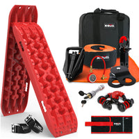 Thumbnail for X-BULL Winch Recovery Kit with 2PCS Recovery Tracks Boards Gen 3.0 Snatch Strap Off Road 4WD Red