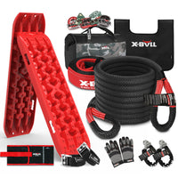 Thumbnail for X-BULL 4X4 Recovery Kit Kinetic Recovery Rope Snatch Strap/ soft shackle/ 2PCS Recovery Tracks 4WD Gen3.0 Red