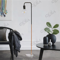 Thumbnail for 2 x Led Floor Light With Marble Base and Metal Matt Black and Copper Plating LED Vintage Globe Included
