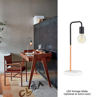 Thumbnail for 2 x LED Table Light with Marble Base and Matt Black Metal Copper Plating LED Vintage Globe Included