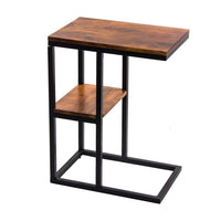 Thumbnail for EKKIO C-Shaped 2-tier End Table with Anti Slip Base (Walnut)