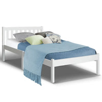 Thumbnail for EKKIO Single Wooden Bed Frame (White)