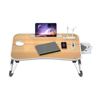 Thumbnail for EKKIO Multifunctional Portable Bed Tray Laptop Desk with USB Charge Port (burlywood)
