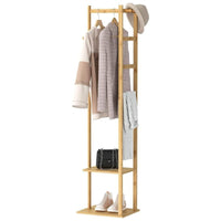 Thumbnail for EKKIO Bamboo Clothing Rack with 3 Hanger Hooks (Natural Wood)