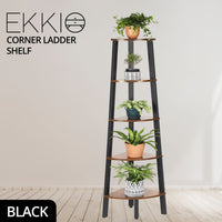Thumbnail for EKKIO 5 Tier Corner Ladder Shelf (Dark Brown)