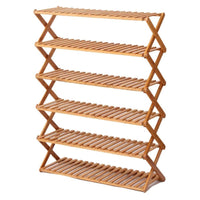 Thumbnail for Ekkio Eco-Friendly & Non-Toxic Sturdy 6 Tier Foldable Bamboo Shoe Rack Brown
