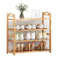 Thumbnail for EKKIO 4 Tier Bamboo Shoe Rack Storage Organizer Stand Shelves