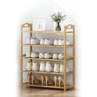 Thumbnail for EKKIO 5 Tier Bamboo Shoe Rack Storage Organizer Stand Shelves