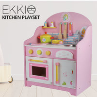 Thumbnail for EKKIO Wooden Kitchen Playset for Kids with Clock (Japanese Style Kitchen Set, Pink)