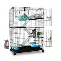 Thumbnail for FLOOFI Three-Level Pet Rabbit Bird Cage with Hammock (Black)