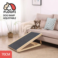 Thumbnail for Floofi Natural Wood Grain Wooden Adjustable Height Pet Ramp Dog Sofa Stairs