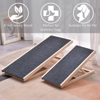 Thumbnail for Floofi Natural Wood Grain Wooden Adjustable Height Pet Ramp Dog Sofa Stairs