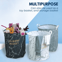 Thumbnail for GOMINIMO Laundry Basket Round Foldable Grey Marble