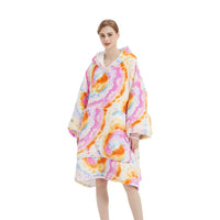Thumbnail for GOMINIMO Hoodie Blanket Adult Tie-Dyed Orange