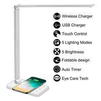 Thumbnail for GOMINIMO LED Desk Lamp with Wireless Charger 5 Brightness Levels (White)