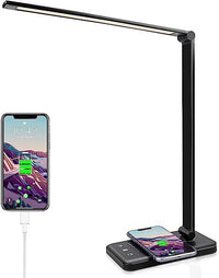 Thumbnail for GOMINIMO LED Desk Lamp with Wireless Charger & USB Charging Port with 5 Brightness Levels & 5 Lighting Modes (Black)