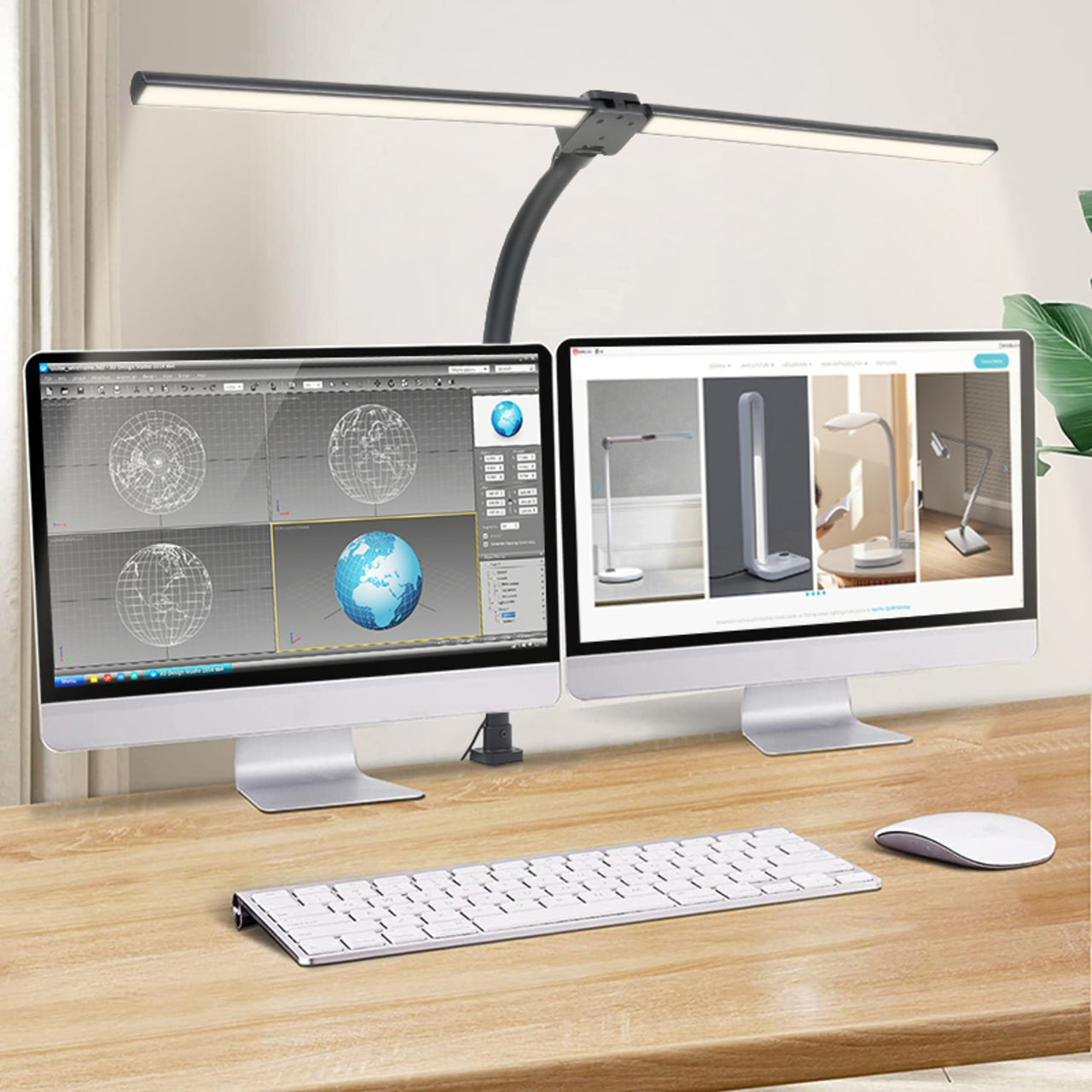 GOMINIMO 24W Double Head LED Desk Lamp with 5 Color Modes (Black)