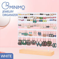 Thumbnail for GOMINIMO Jewelry Organizer Stand Earring Display with Wooden Tray (White)