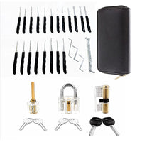 Thumbnail for GOMINIMO 34 Pcs Lock Picking Kit with 3 Transparent Practice Training Padlocks 6 Keys and a Carrying Bag (Black)