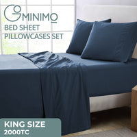 Thumbnail for GOMINIMO 4 Pcs Bed Sheet Set 2000 Thread Count Ultra Soft Microfiber - King (Royal Blue)
