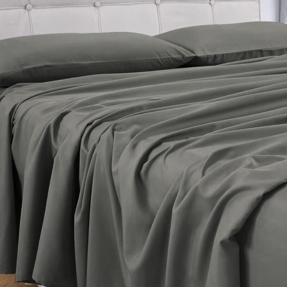 GOMINIMO 4 Pcs Bed Sheet Set 2000 Thread Count Ultra Soft Microfiber - King (Grey)