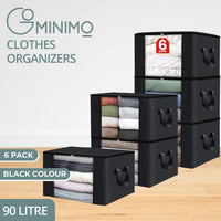 Thumbnail for GOMINIMO 6 Pack 90L Clothes Storage Bag with Handles (Black）