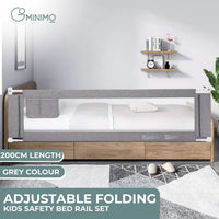 Thumbnail for GOMINIMO 90CM Height Adjustable Folding Kids Safety Bed Rail (200X90CM Single Side 1 PCS, Grey)