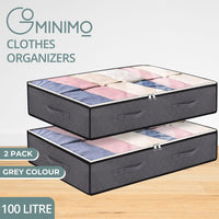 Thumbnail for GOMINIMO 2 Pack 100L Large Underbed Clothes Storage Bag Home Organizer Box Bag